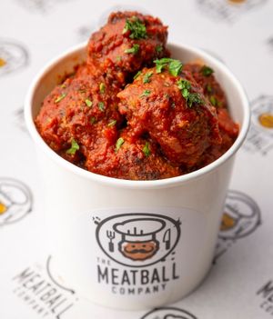 Mighty-Not-Meaty Balls topped with Classic Tomato Sauce at The Meatball Company in Dover