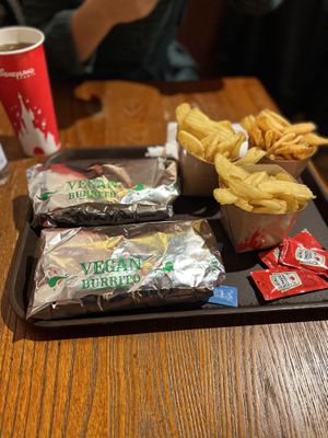 Vegan burrito 🌯 and fries   at Casa de Coco in Chessy