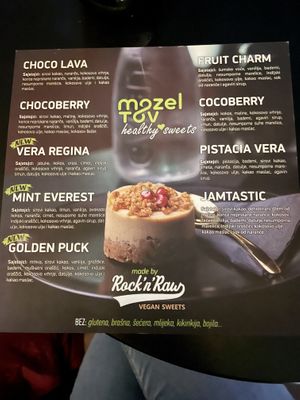 Menu  at Mazel Tov in Mostar