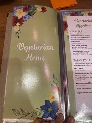 Full veg menu  at Blooms in Preston