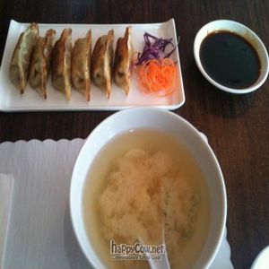 Vegetable dumplings & Miso soup at Urban Vegan - Lake View in Chicago