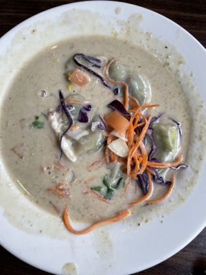 Curry dumplings —amazing  at Urban Vegan - Lake View in Chicago