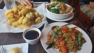 Jungle noodles & noodle soup & a starter at Urban Vegan - Lake View in Chicago