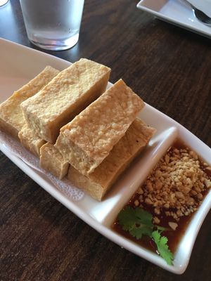 Golden crispy tofu at Urban Vegan - Lake View in Chicago
