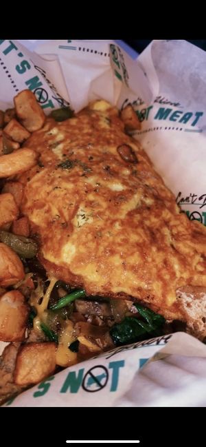 a Supreme Omelette w Hashbrowns #Veganuary at Can't Believe It's Not Meat - Chicago Ave in Chicago