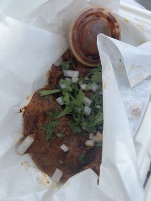 Birria tacos  at Can't Believe It's Not Meat - Chicago Ave in Chicago