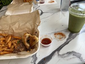 Smashed betta burger  at Can't Believe It's Not Meat - Chicago Ave in Chicago