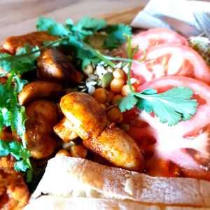 tempeh hummus plate has great shroom at The Royal Food & Drink in Seoul