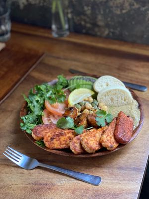 Hummus Tempeh Plate, with avocado added (FYI, the "hummus" is between the bread and the tempeh). at The Royal Food & Drink in Seoul