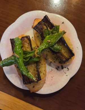 Roasted eggplant on baguette at Villa De Costes in Seoul