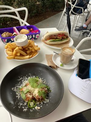 Banh mi, corn croquettas & chips at GOMA Bistro in South Brisbane