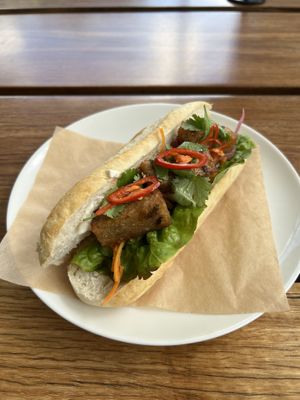 Vegan Banh Mi with daikon and shiitake mushroom cake   at GOMA Bistro in South Brisbane