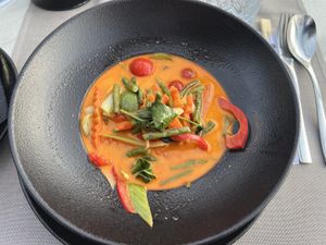Vegetable red curry  at ARROI Restaurant in Bled