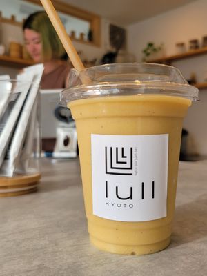 Mango banana smoothie at Lull Kyoto CBD Cafe and Store in Kyoto