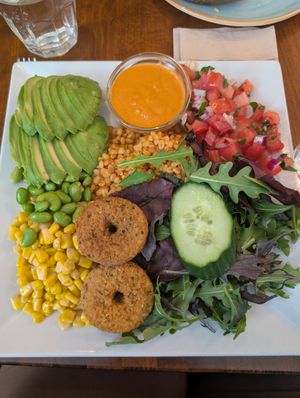 Healthy plate at Café Kladdkakan in Stockholm