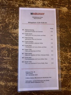 Lunch menu  at Mabuhay  in Berlin