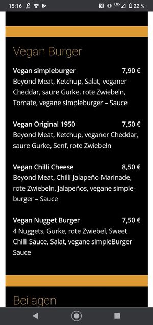 Simple Burger Vegane Burger at Simple Burger in Verden