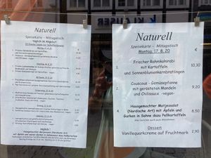Menu at Naturell in Gottingen