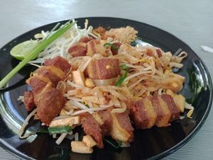 Pad Thai with crispy plant based pork at Veggie Tales x Wagging Tales Cafe in Hua Hin