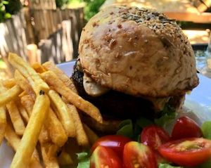 Mushroom Burger at Veggie Tales x Wagging Tales Cafe in Hua Hin
