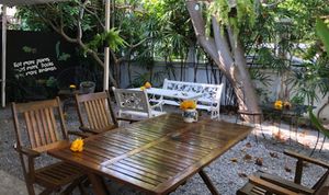 Front garden table at Veggie Tales x Wagging Tales Cafe in Hua Hin