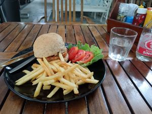 Tofu Burger at Veggie Tales x Wagging Tales Cafe in Hua Hin