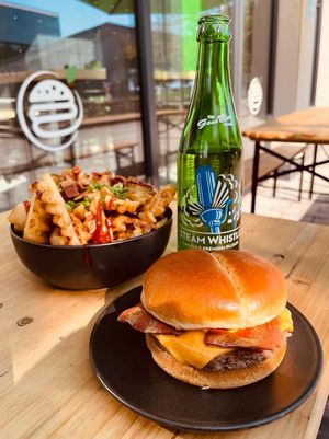 Bacon Cheeseburger w/ Crazy Canuck Waffle Fries   at Mavericks Burger Co in Toronto