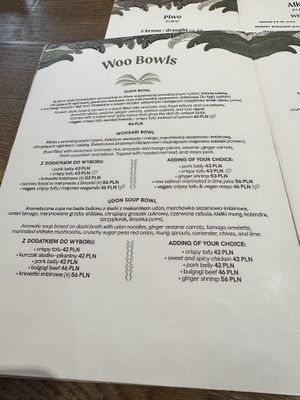 Menu  at Woosabi in Wroclaw
