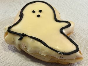 Ghost - white choc and raspberry jam   at Big Fat Donut Co in Gateshead