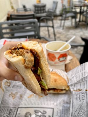 seitan / mushroom / avocado / ‘cheese’   at AhimSa Vega-Yoga in Belgrade