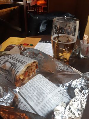 It was very delicious wrap  with seiten and barbeque sauce at AhimSa Vega-Yoga in Belgrade