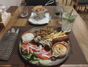 Lemonade with mint and protein plate at AhimSa Vega-Yoga in Belgrade