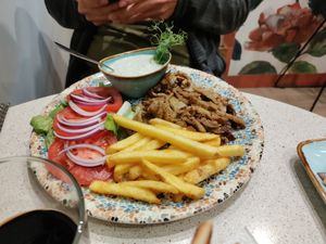 Scrumptious seitan gyros at AhimSa Vega-Yoga in Belgrade