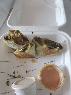 Tofu breakfast burrito at Honest Greens - Velázquez in Madrid