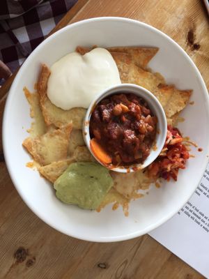 Vegetarian nachos with beans at The Beached Lamb Cafe in Newquay