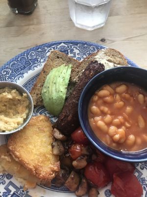 Vegan breakfast-after a couple of bites!  at The Beached Lamb Cafe in Newquay