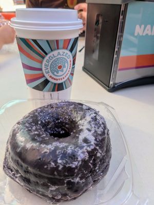 Purple vegan donut at Everglazed Donuts & Cold Brew in Lake Buena Vista