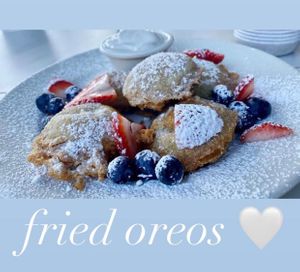 Our famous Fried Oreos dessert at the hive vegan eatery in Houston