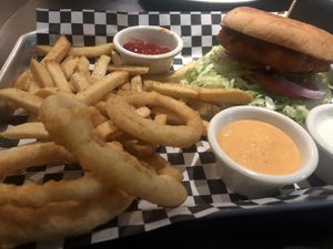 Buffalo chick’n sandwich at the hive vegan eatery in Houston