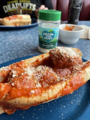 This vegan meatball sub was so excellent!   at Anika's Pizza in Moultonborough