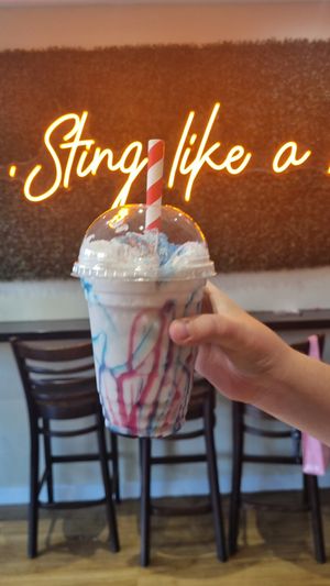 Candy crush milkshake at Vegan Sting in Manchester