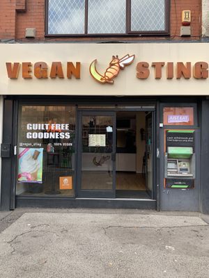 Store front  at Vegan Sting in Manchester