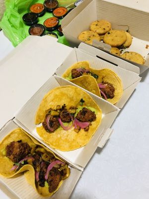 tacos and arepas   at Gigi's Plant Based in Pereira