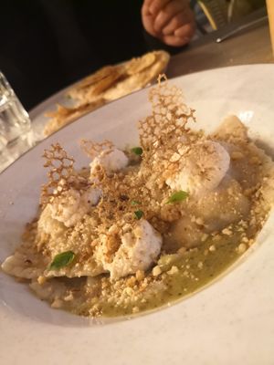 The pear ravioli at Gigi's Plant Based in Pereira