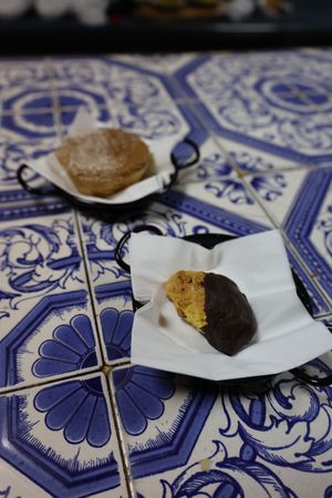 Pastel de nata and cookie  at Lupin Snack Bar in Porto