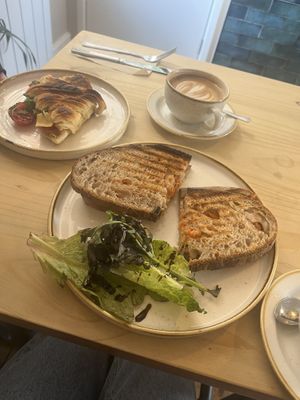 croissant sandwich and kimchi cheese toastie  at Fika+ in Chester