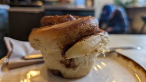 Delicious cinnamon swirl,  light + fluffy at Fika+ in Chester