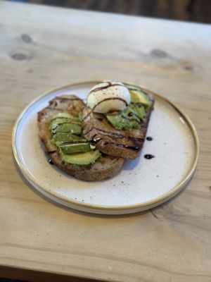 Avo on toast with “runny” vegan egg 😋  at Fika+ in Chester