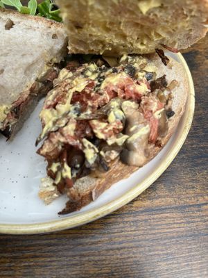 Juicy marbles with hot mustard   at Fika+ in Chester