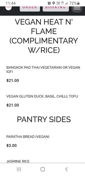 Vegan options 3 at Monsoon in Launceston